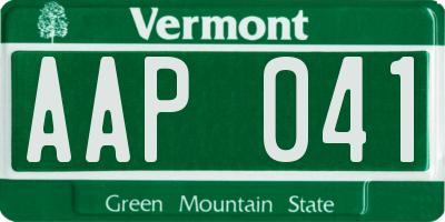 VT license plate AAP041