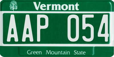 VT license plate AAP054