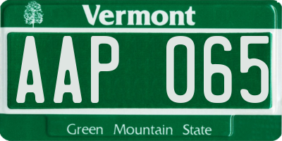 VT license plate AAP065