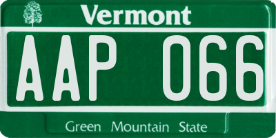 VT license plate AAP066