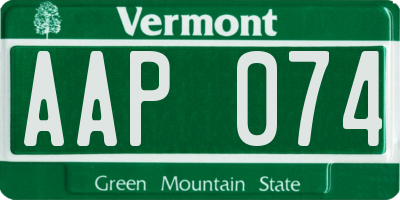 VT license plate AAP074