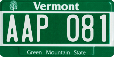 VT license plate AAP081