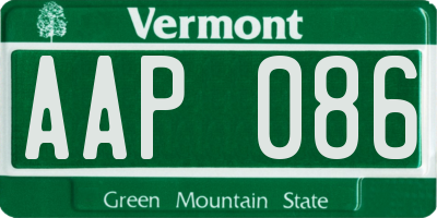 VT license plate AAP086