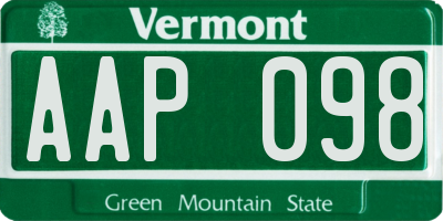 VT license plate AAP098
