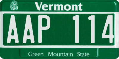 VT license plate AAP114