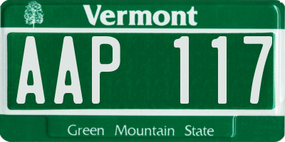 VT license plate AAP117