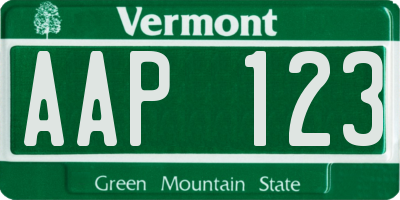VT license plate AAP123
