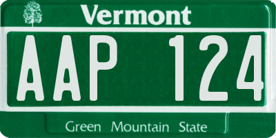 VT license plate AAP124