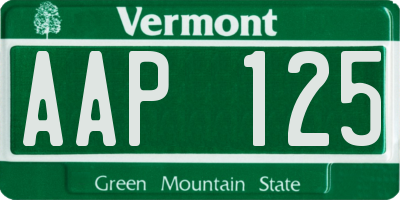 VT license plate AAP125