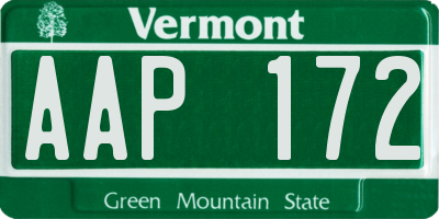 VT license plate AAP172