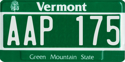 VT license plate AAP175