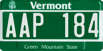 VT license plate AAP184
