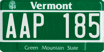 VT license plate AAP185