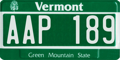 VT license plate AAP189