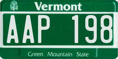 VT license plate AAP198