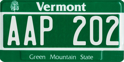 VT license plate AAP202