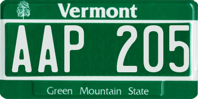 VT license plate AAP205