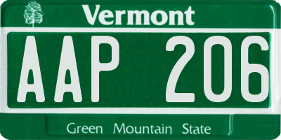 VT license plate AAP206