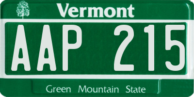 VT license plate AAP215