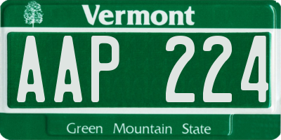VT license plate AAP224