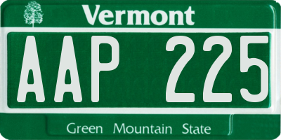 VT license plate AAP225