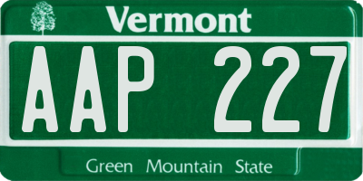 VT license plate AAP227