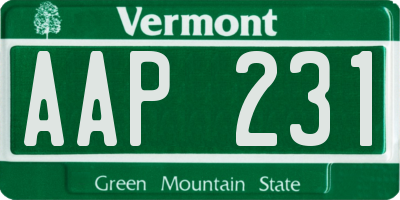 VT license plate AAP231