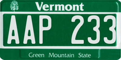 VT license plate AAP233