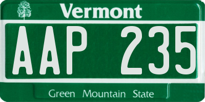 VT license plate AAP235