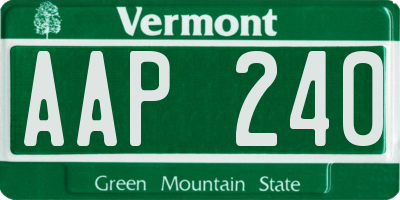 VT license plate AAP240