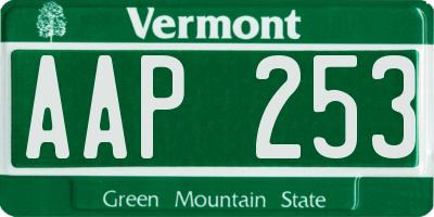 VT license plate AAP253