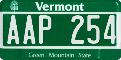 VT license plate AAP254