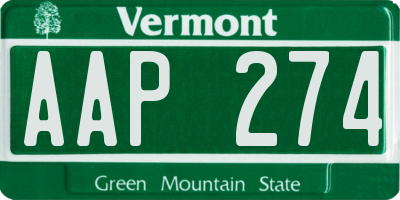 VT license plate AAP274