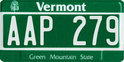 VT license plate AAP279