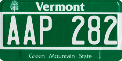 VT license plate AAP282