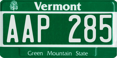 VT license plate AAP285