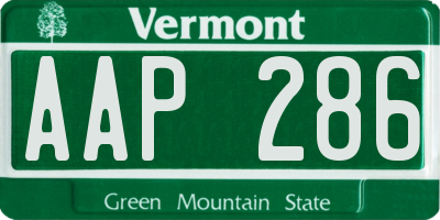 VT license plate AAP286