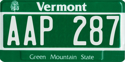 VT license plate AAP287