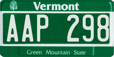 VT license plate AAP298