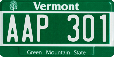 VT license plate AAP301