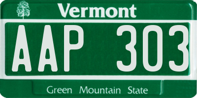 VT license plate AAP303