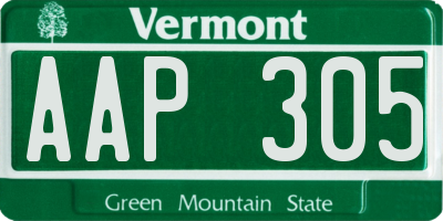 VT license plate AAP305