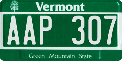 VT license plate AAP307