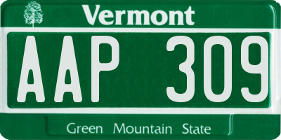 VT license plate AAP309