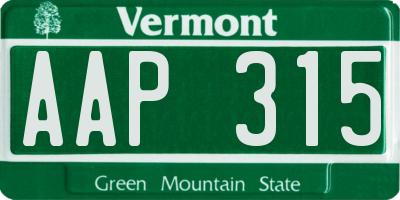 VT license plate AAP315