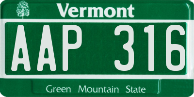 VT license plate AAP316