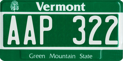 VT license plate AAP322