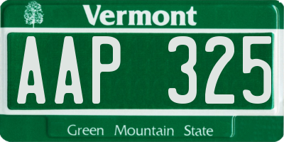 VT license plate AAP325