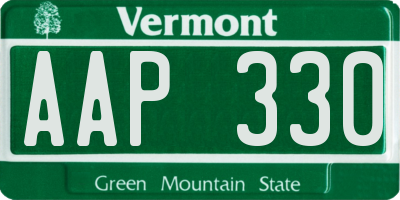 VT license plate AAP330