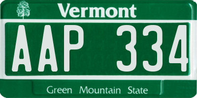 VT license plate AAP334